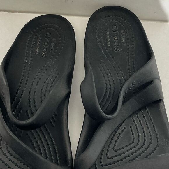 Crocs Women's Black Rubber Kadee II Iconic Comfort Slip On Strappy Sandal Size 7 - Picture 3 of 10